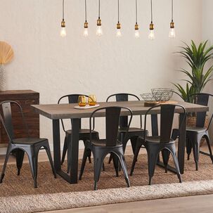 Comedor Industrial 160x90 Madera Oscura Walnut + 6 Sillas Tolix Negras Comedor Industrial 160x90 Madera Oscura Walnut + 6 Sillas Tolix Negras