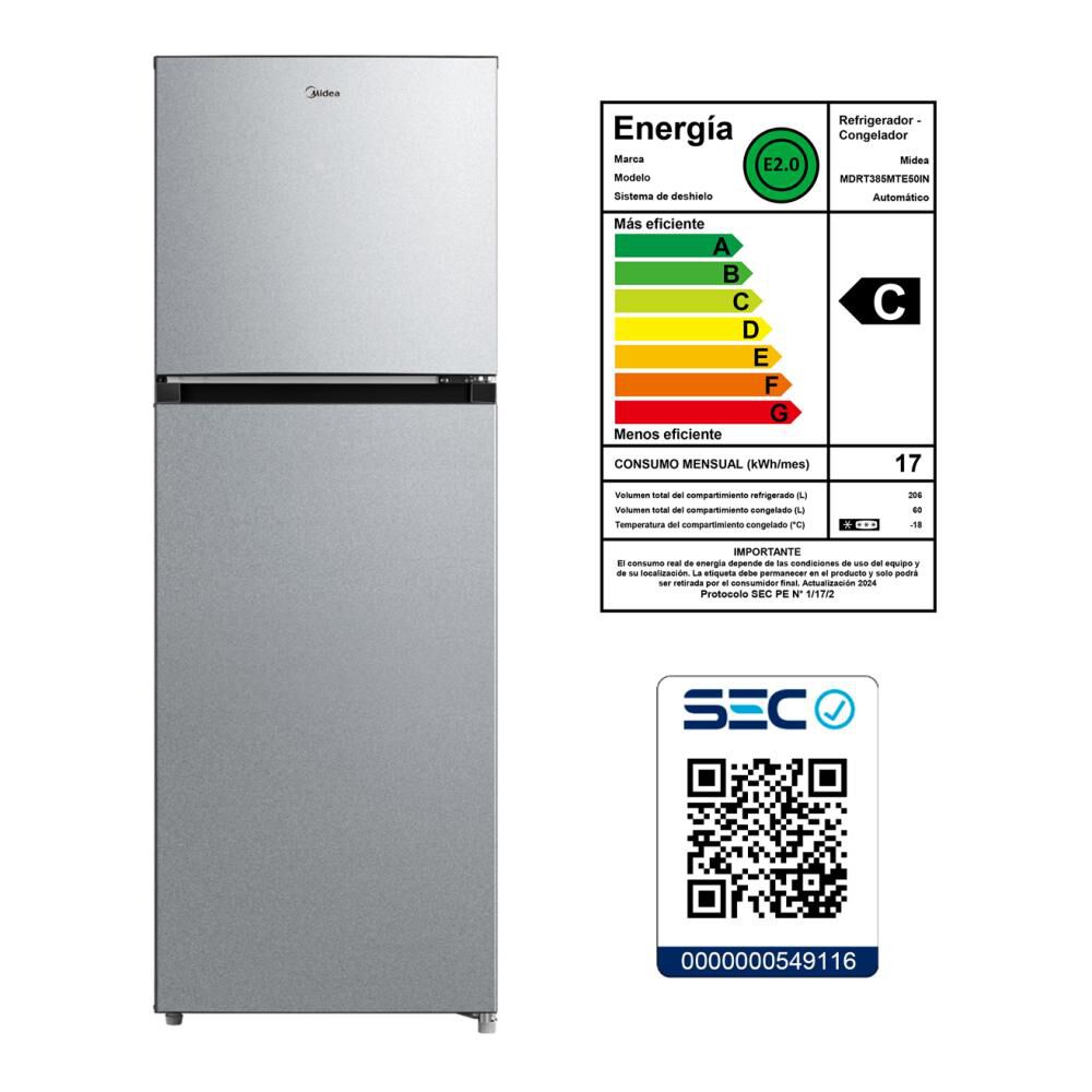 Refrigerador Top Freezer Midea MDRT385MTE50IN / No Frost / 266 Litros / C image number 6.0