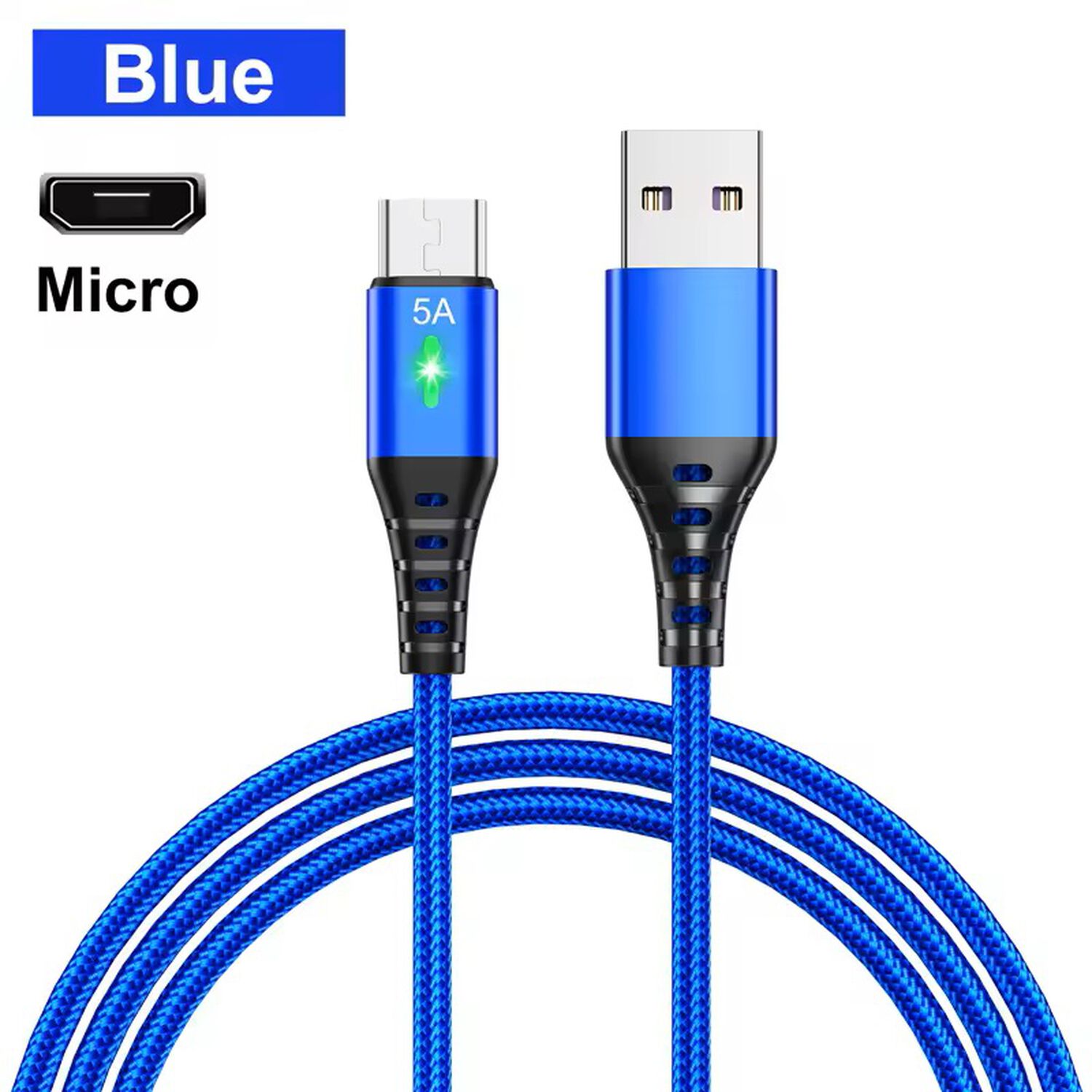 Cable Carga R&aacute;pida Celular 5.1 A Usb A Micro Usb Luz Led Acordonado image number 5.0