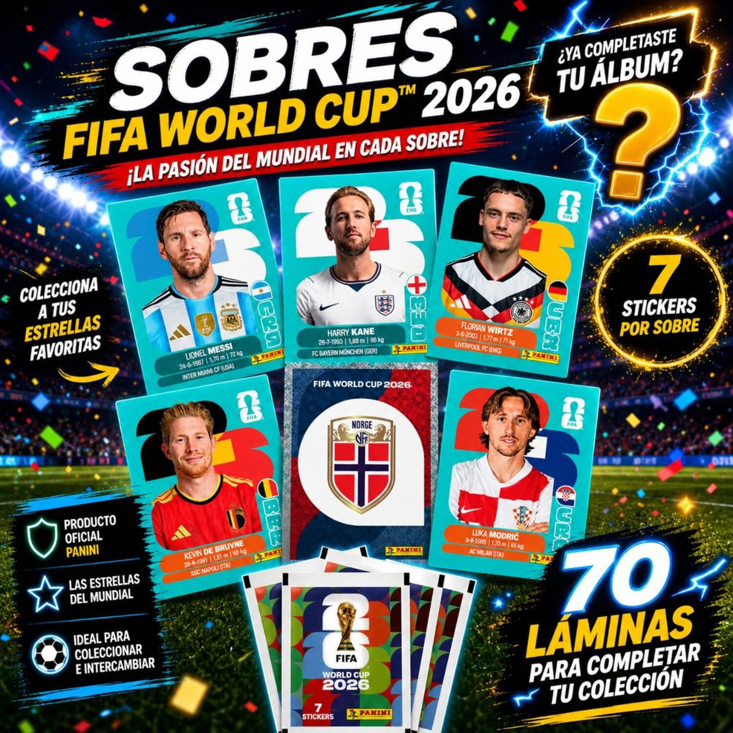 Pack &Aacute;lbum Mundial Fifa 2026 + 10 Sobres (70 L&aacute;minas) image number 8.0