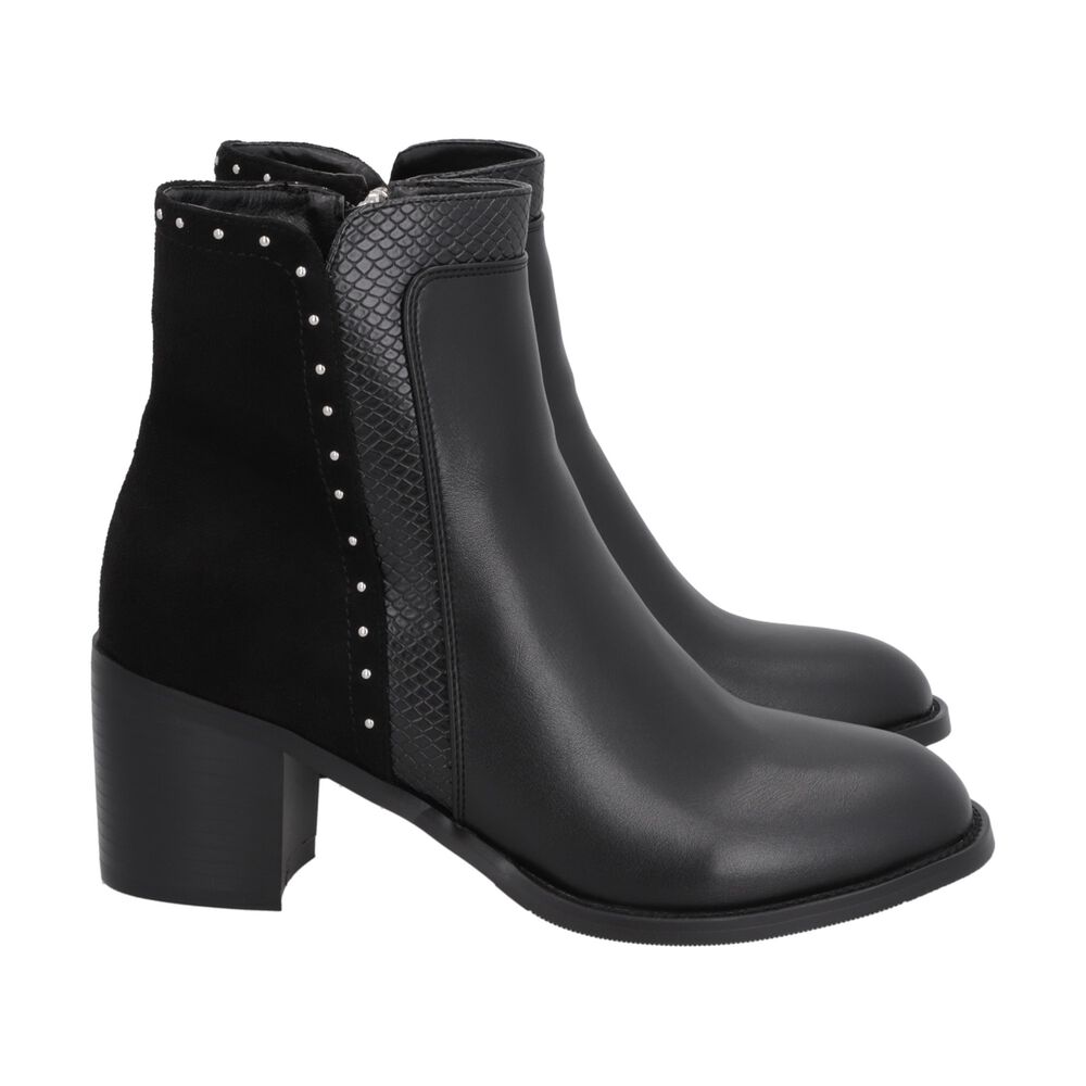 Botin Casual Mujer Negro Taco Medio Noir Police image number 2.0