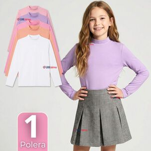 Polera Camiseta Bamb&uacute; Cuello Beatle Primera Capa Manga Larga Colores Surtido Ni&ntilde;a