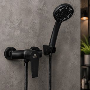 Monomando Llave Grifo Para Ducha Modelo Notte Marca Taumm Color Negro