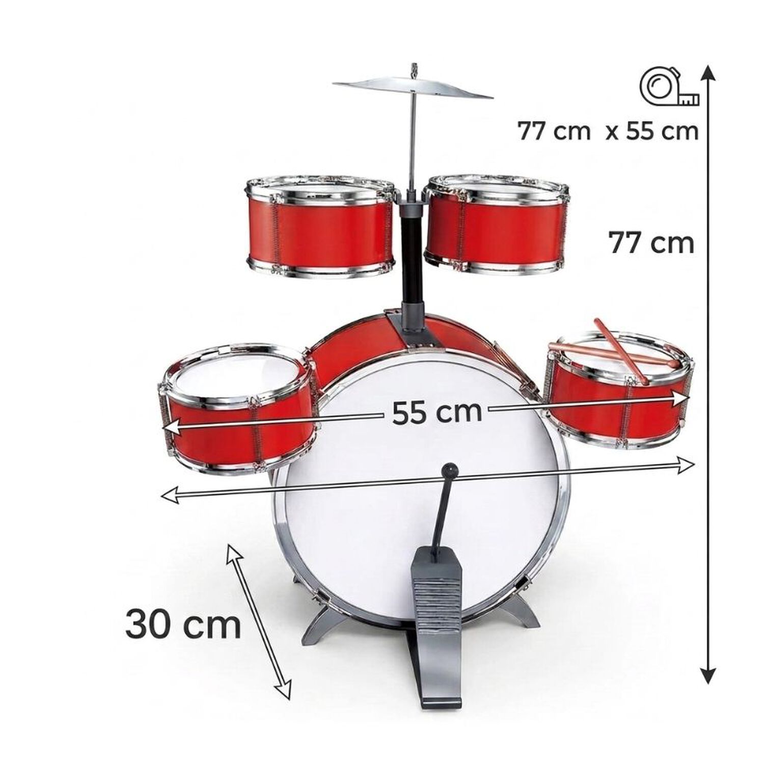 Bater&iacute;a Jazz Drum Juguete Ni&ntilde;os 5 Tambores Platillo Pedal 3+ image number 1.0