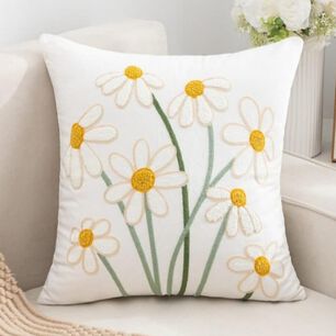 Funda Cojin Bordada 45x45 Cm Ramo Margaritas