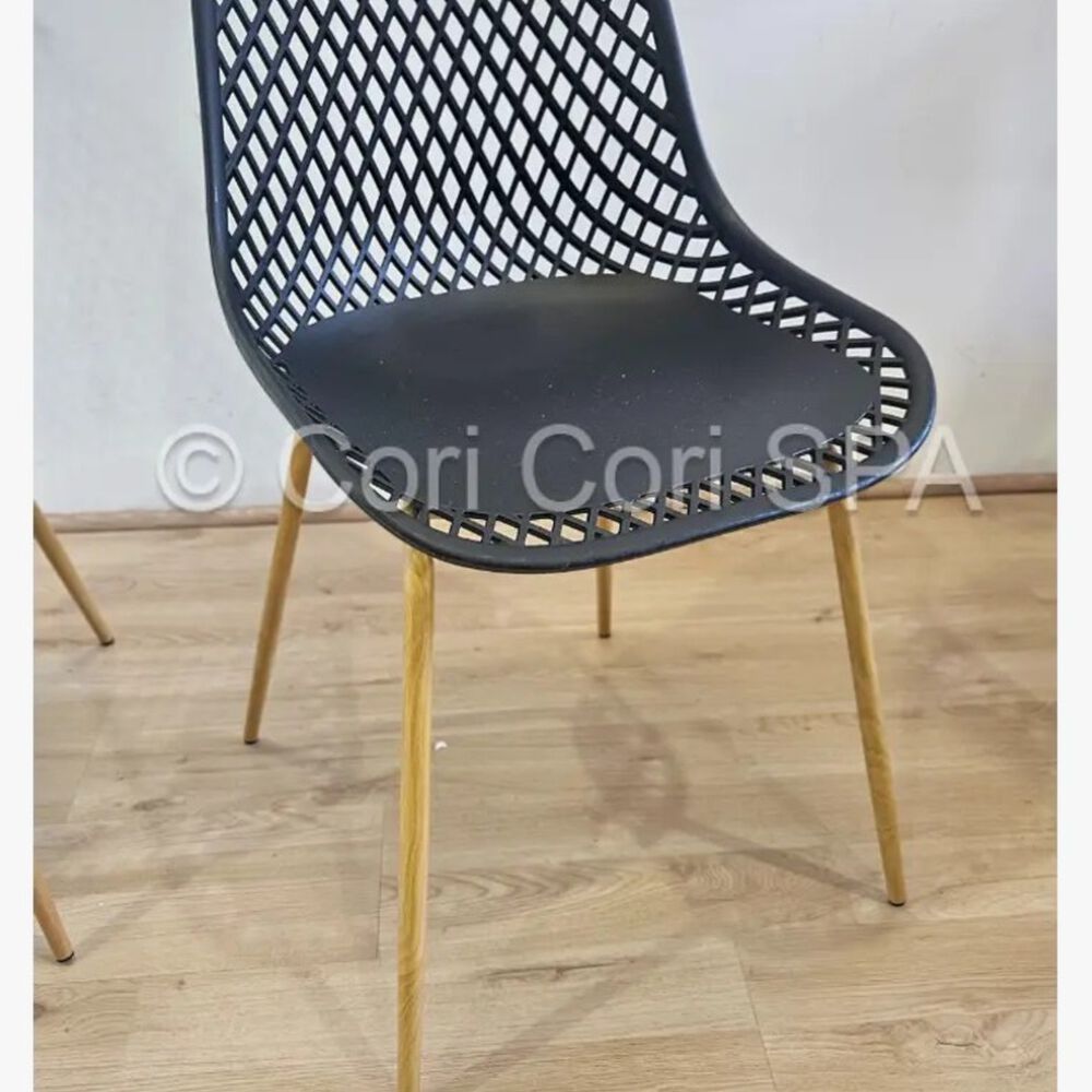 Comedor Mesa Eames Blanca 80cm + 4 Sillas Panal Negro image number 1.0