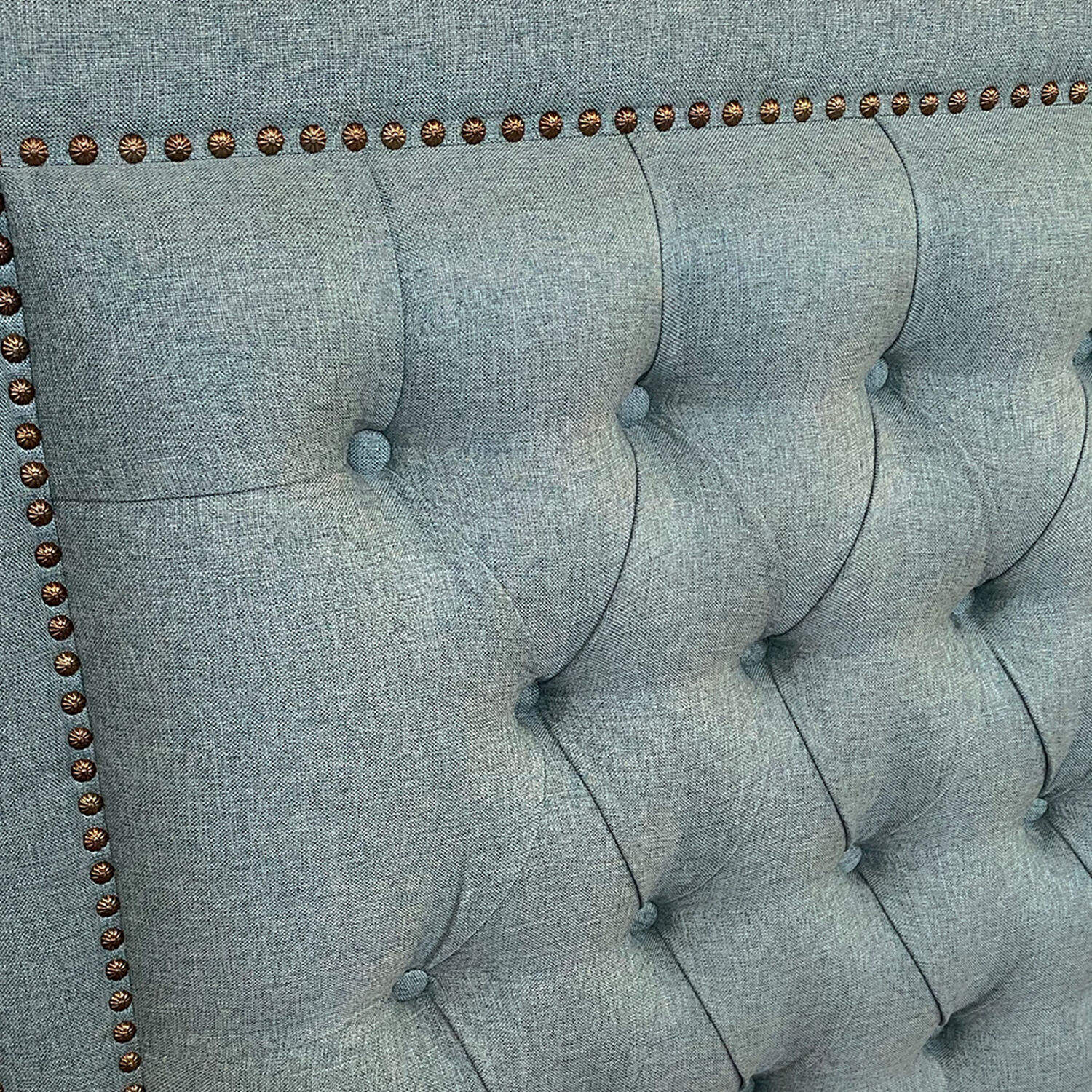 Respaldo De Cama Capiton&eacute; Frame Tachas Lino Verde Jeans King image number 0.0