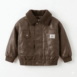 Chaqueta Aviador Ni&ntilde;o Cuero Sint&eacute;tico Forrada Invierno