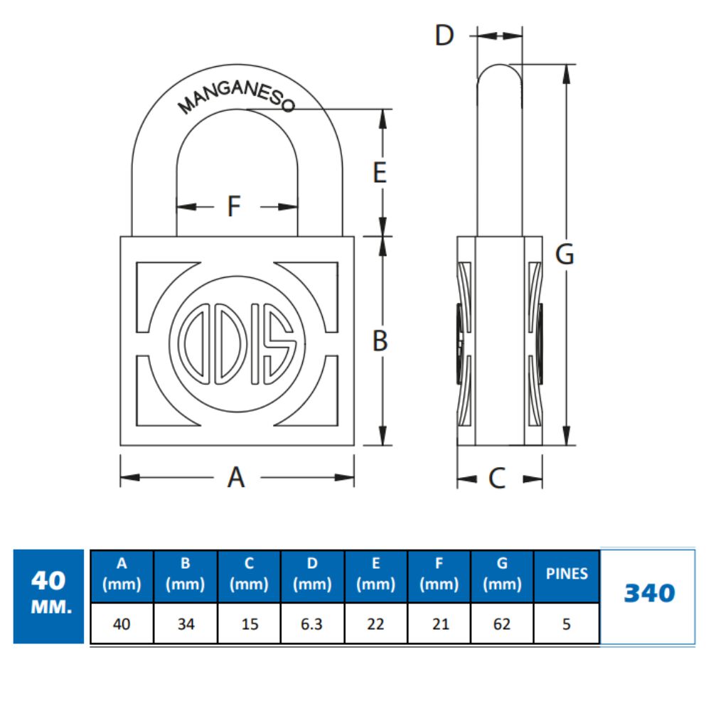 Pack 2 Candados Odis 340 40 Mm - Llaves Iguales image number 3.0