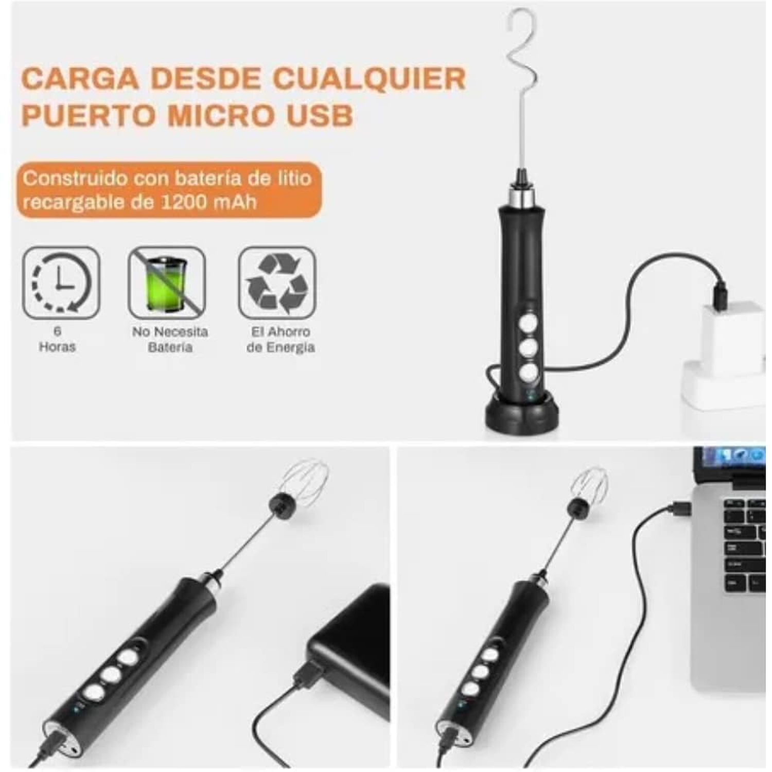 Batidor El&eacute;ctrico De Leche Espumadores 6pcs image number 1.0