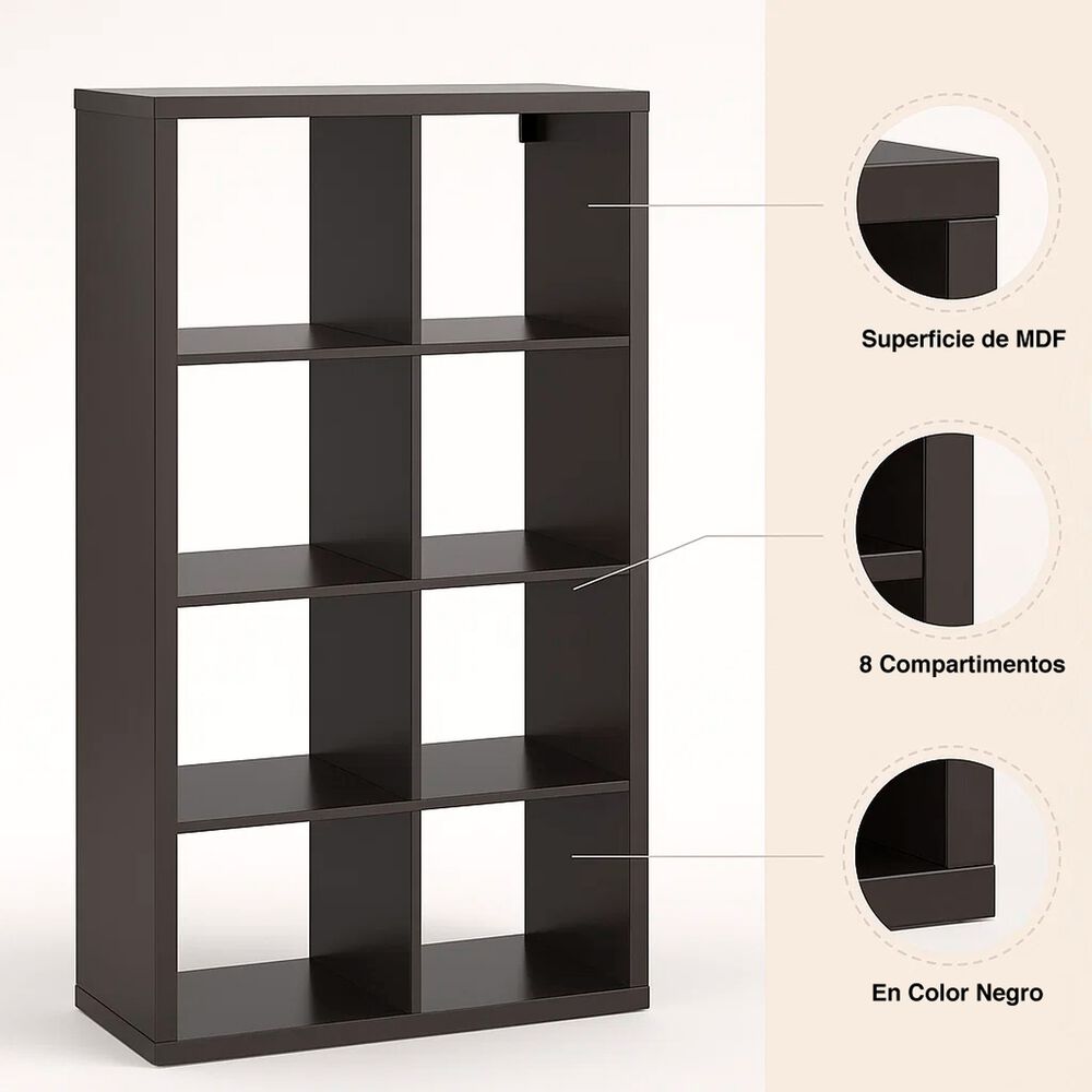Estante Modular Zyno Con 8 Compartimentos - Negro image number 11.0