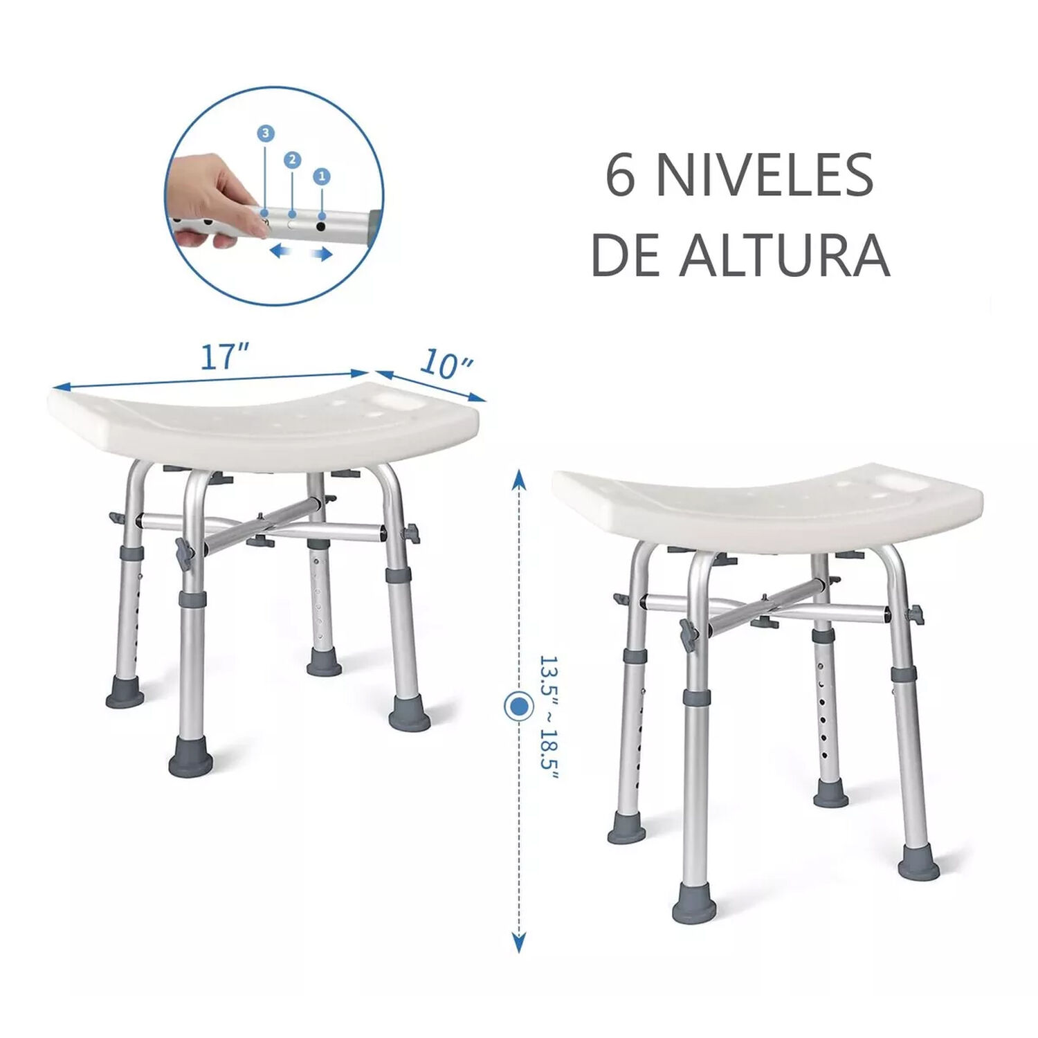 Piso Silla De Ducha Bariatrico Aluminio Altura Ajustable image number 2.0