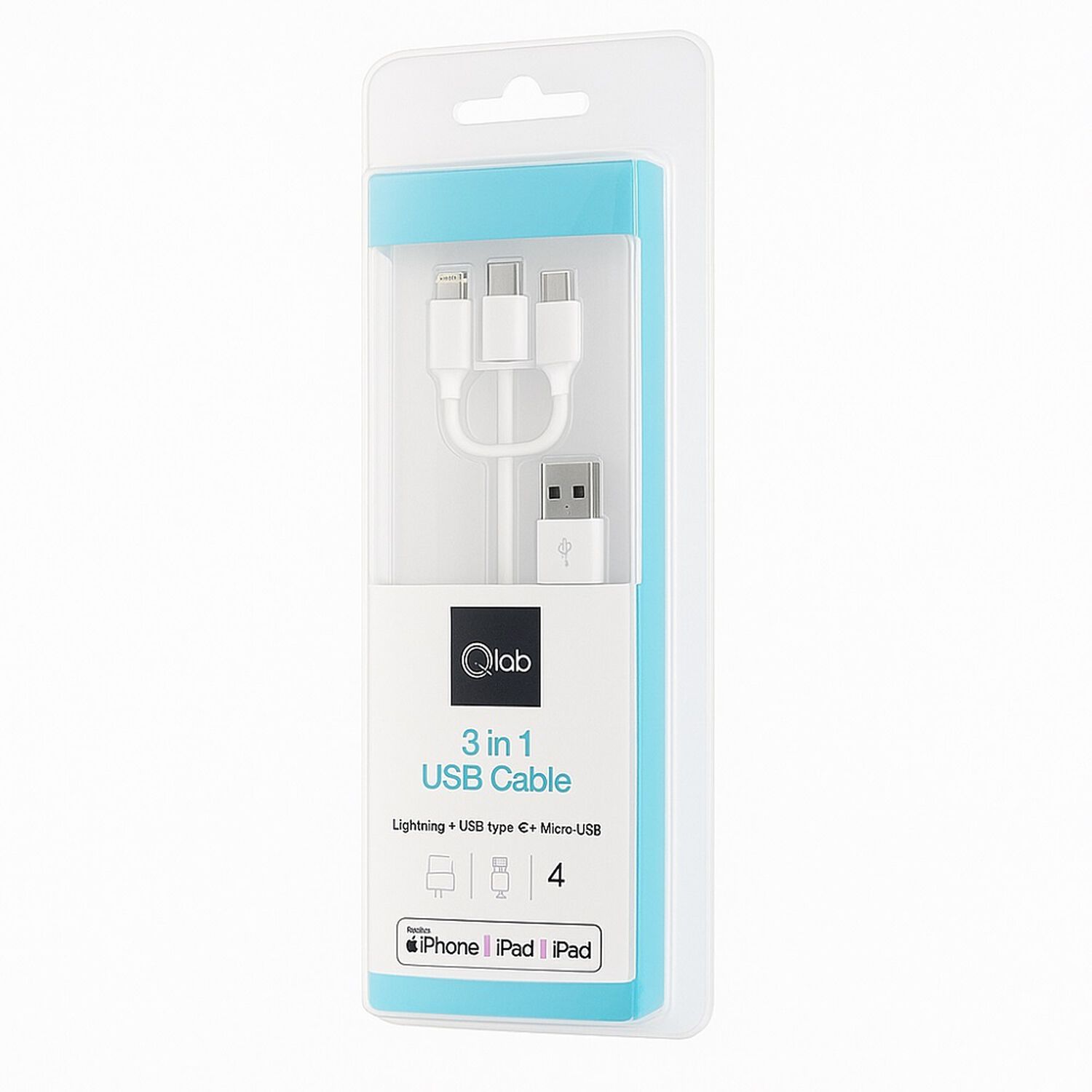 Cable Usb 3 En 1 Mlab Multi Conector 1m Blanco image number 1.0