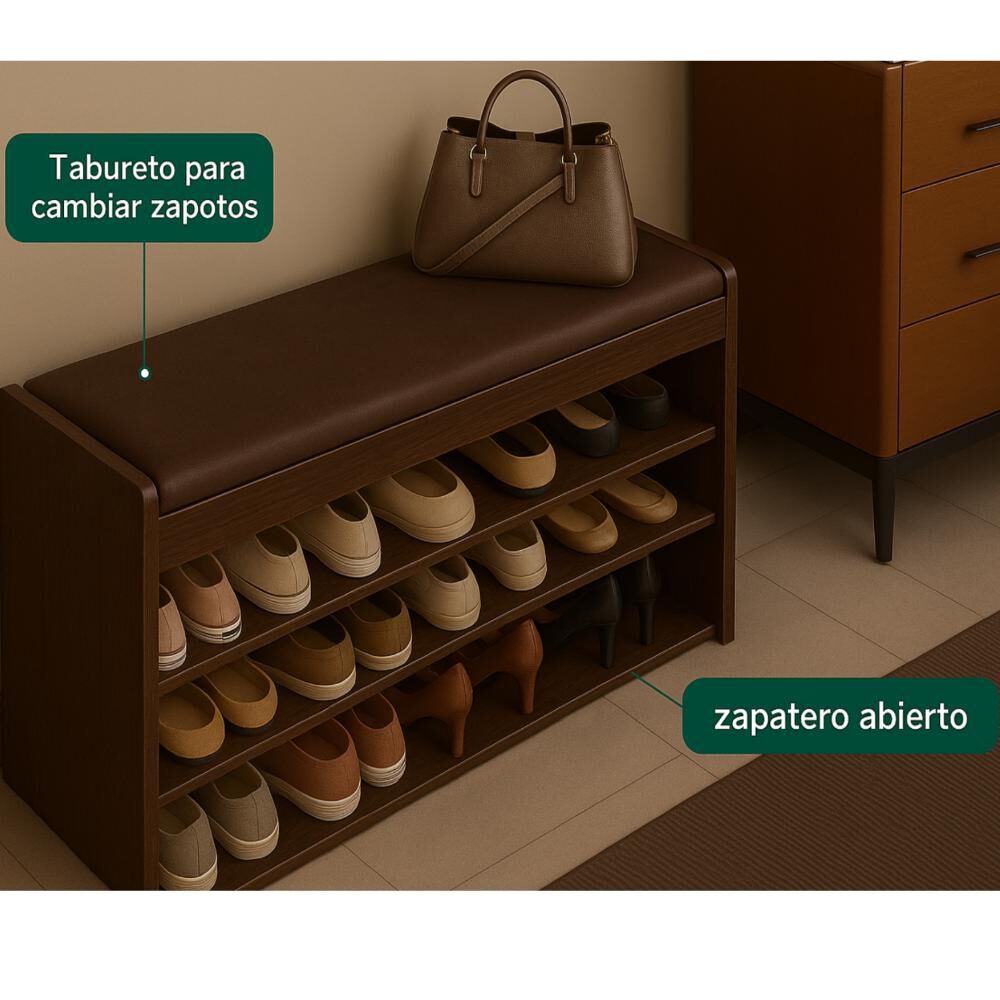 Banco Zapatero 3 Niveles Con Cojín Y Almacenamiento Oculto image number 4.0
