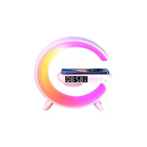 Lampara De Mesa Parlante+reloj+carga Inalambrica+alarma Rgb