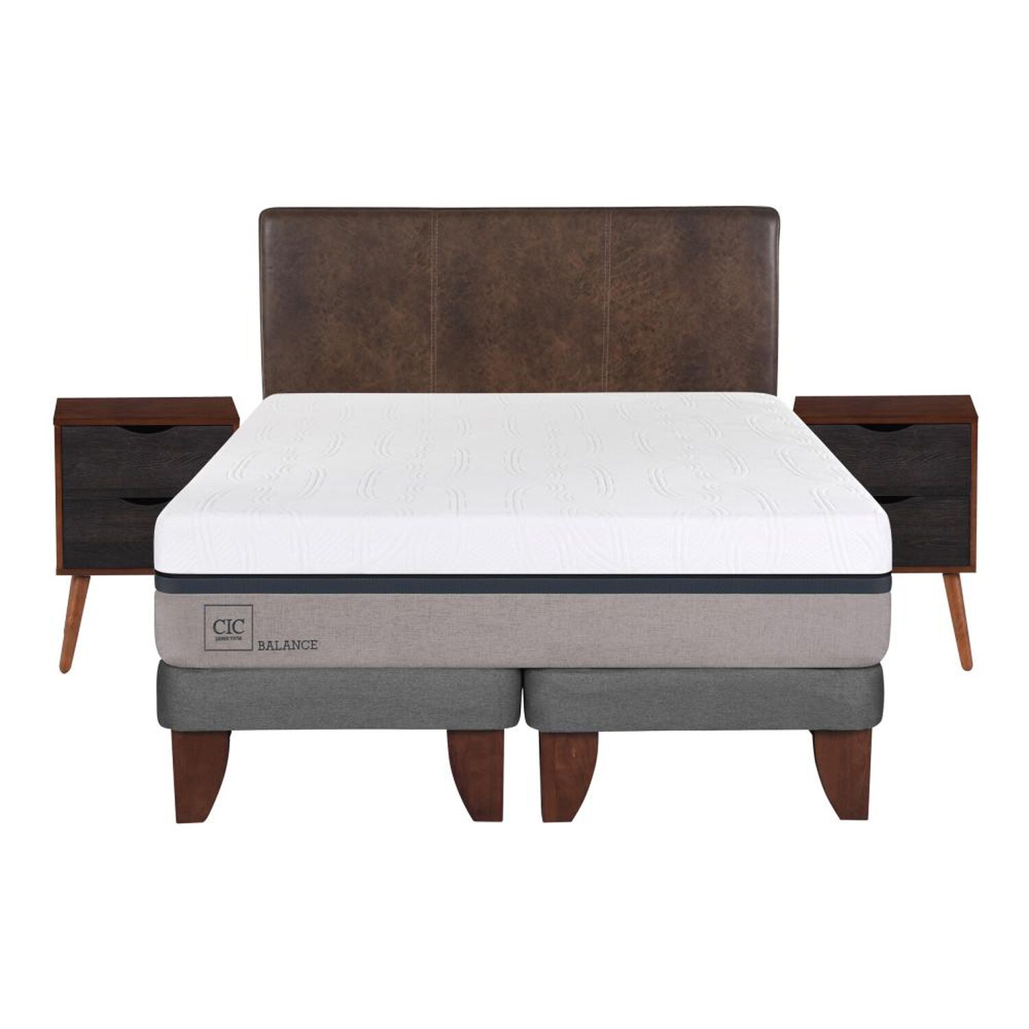 Cama Europea Cic Balance / 2 Plazas / Base Dividida + Set De Maderas image number 0.0