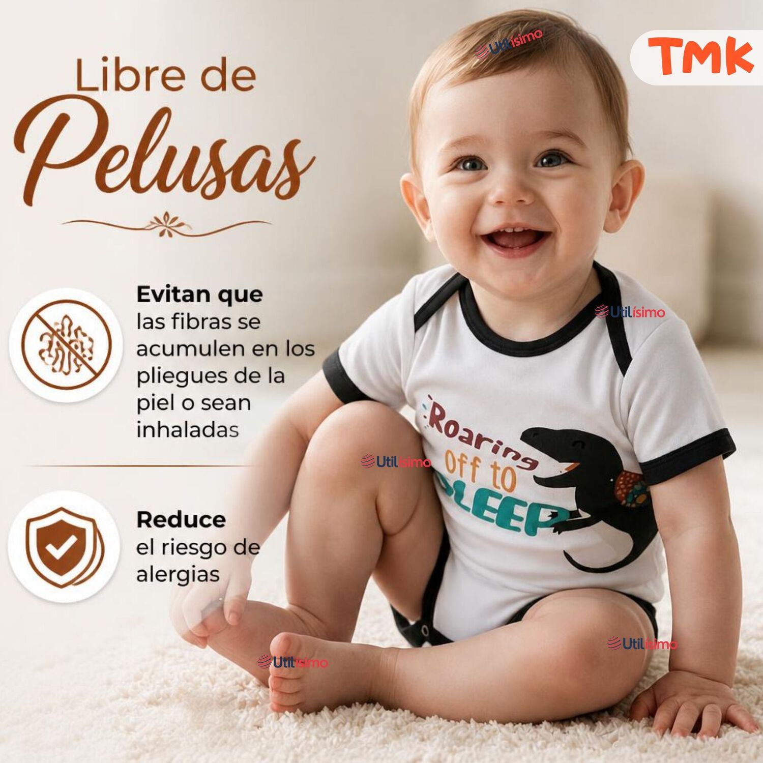 Pack 5 Bodys Manga Corta 100% Algod&oacute;n Tedmimak Ni&ntilde;o Dino Explorer image number 8.0