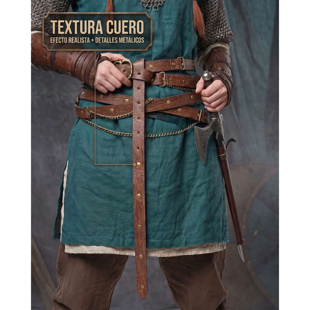 Cinturon Vikingo Medieval De Cuero Pu Accesorio Cosplay image number 19.0