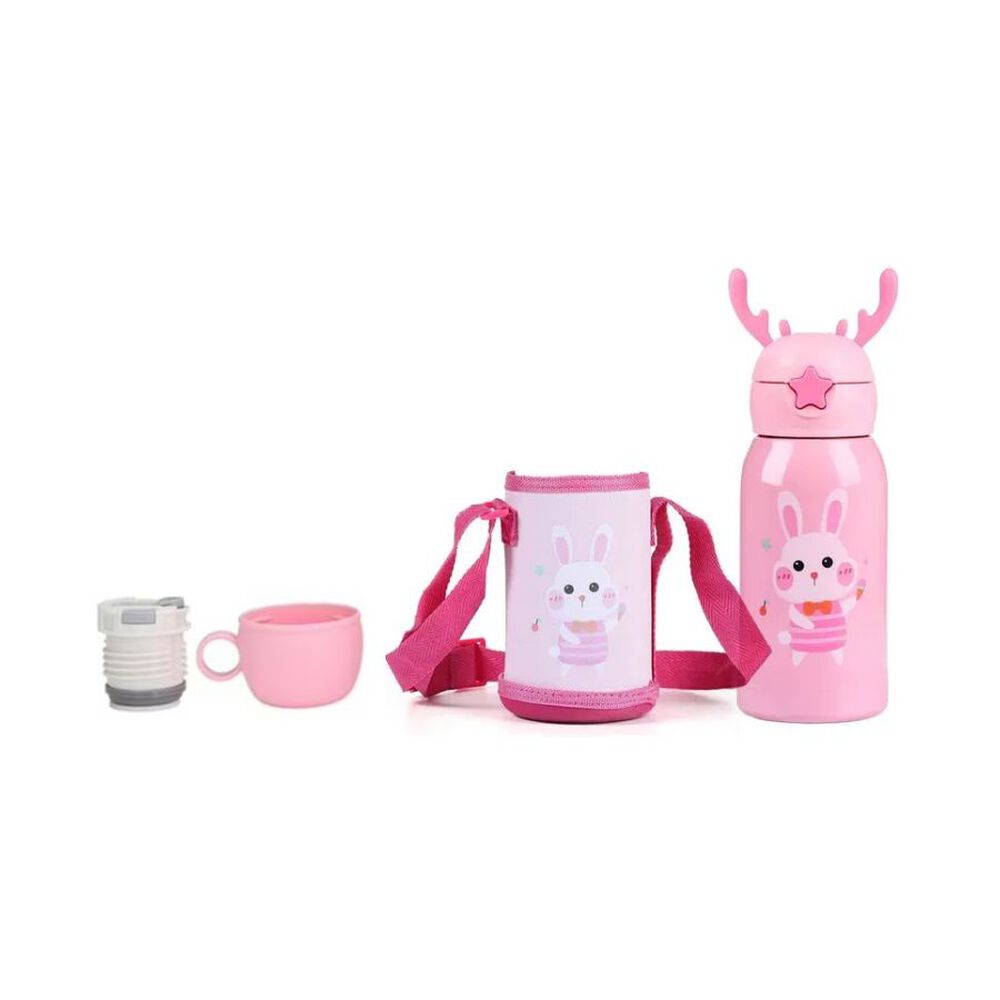 Botella De Agua Térmica Portatil 500ml Conejito Rosa Infantil image number 1.0
