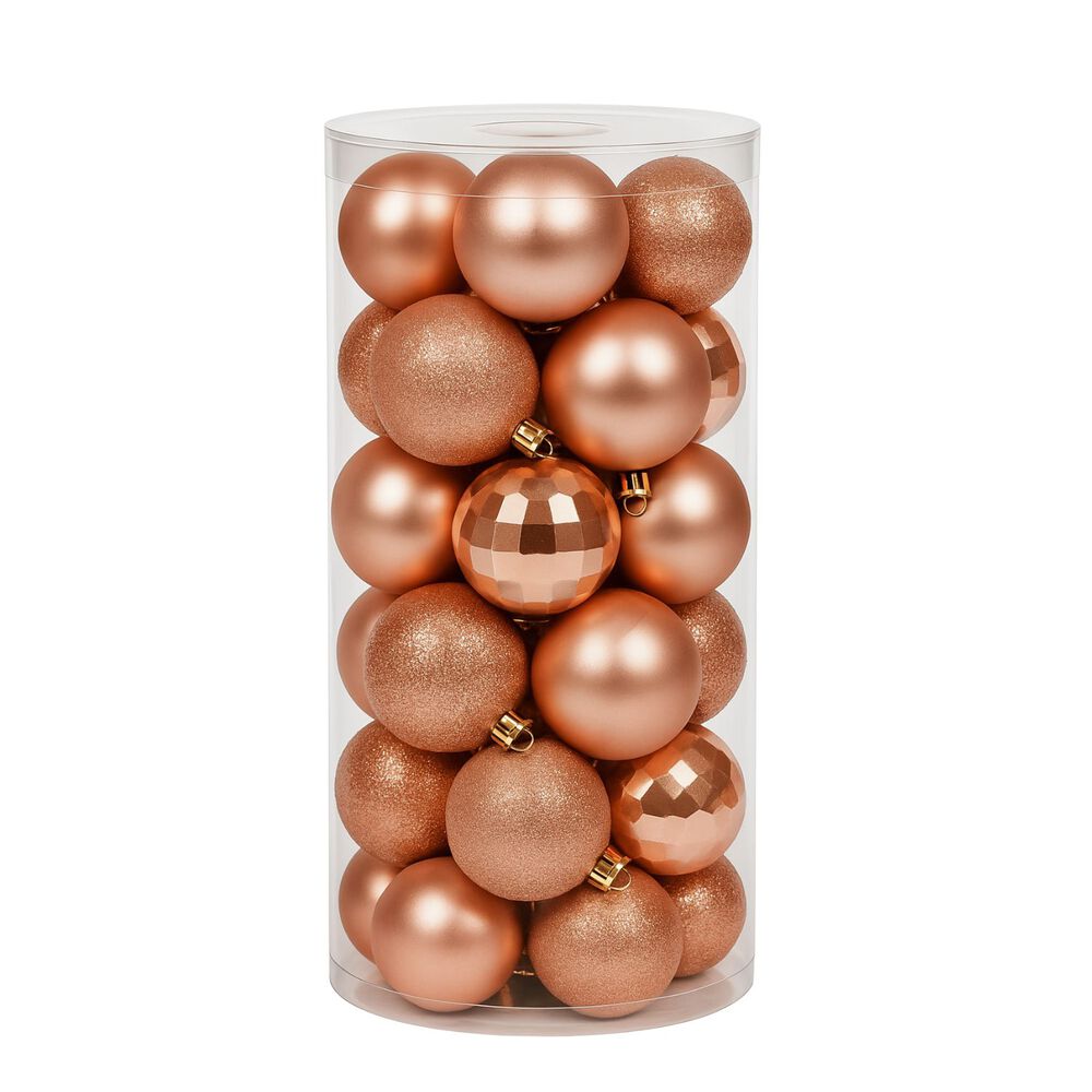 24 Esferas Navideñas Bambalinas 6 Cm Rosado Decoracion image number 0.0