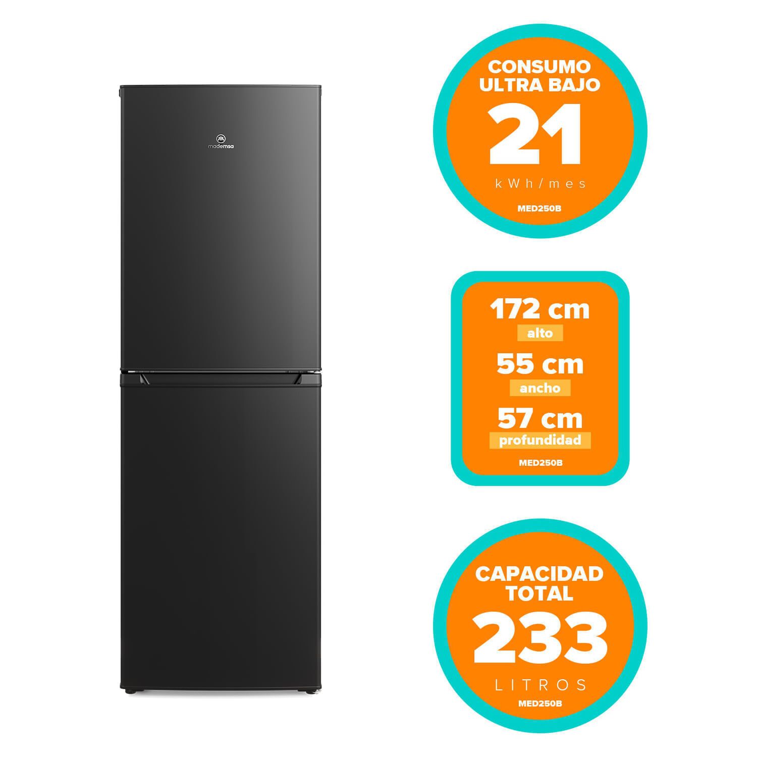 Refrigerador 248l Fr&iacute;o Directo Bottom Freezer Med250b Negro image number 1.0
