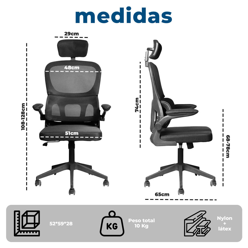Silla Oficina Ergon&oacute;mica Reclinable Soporte Lumbar image number 7.0