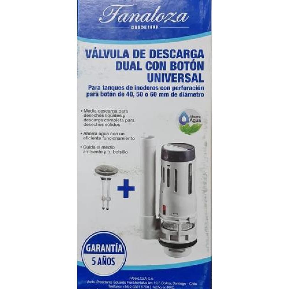 Valvula De Descarga Dual Con Boton Universal Wc Fanaloza image number 1.0