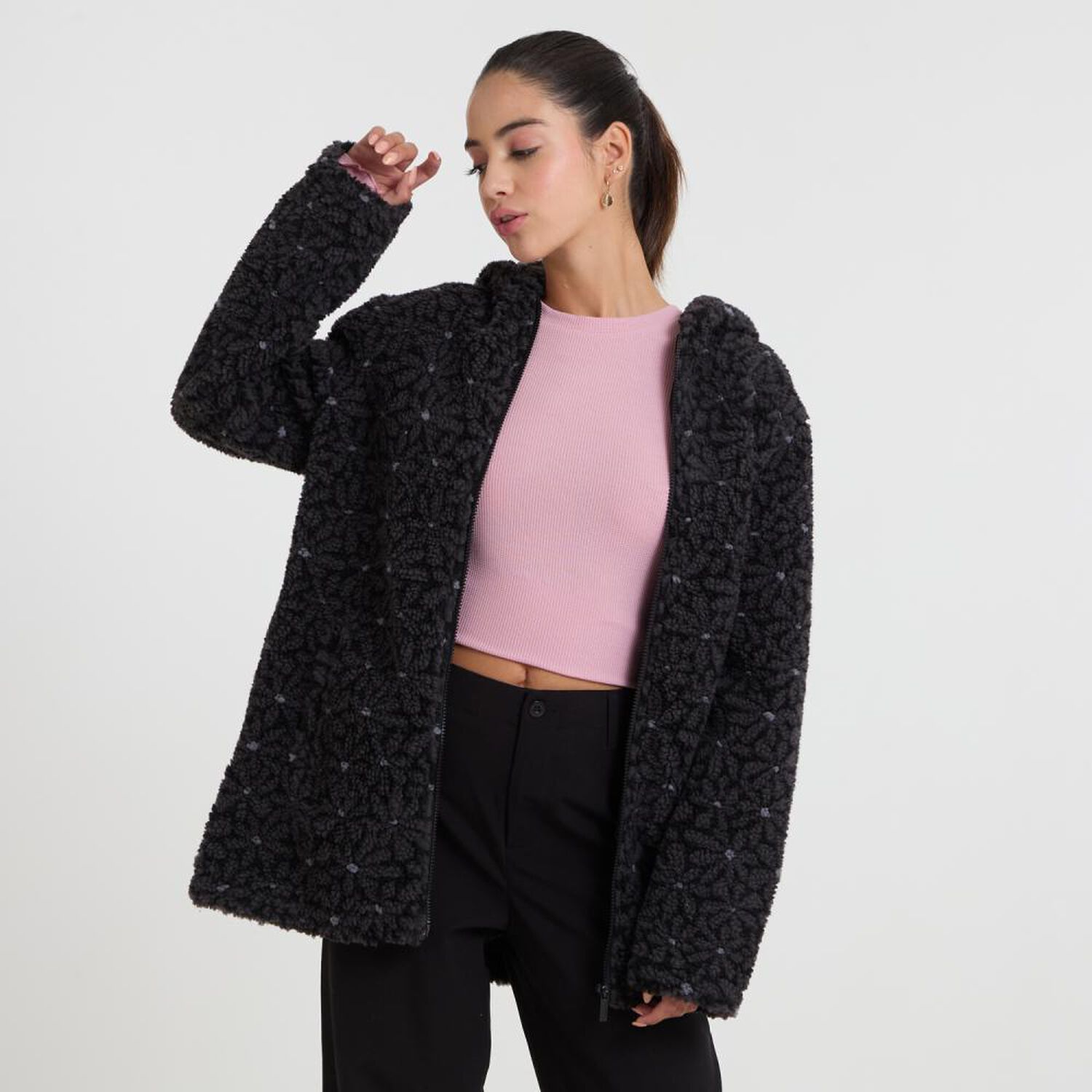 Chaqueta Regular Oversize Cuello Alto Con Capucha Mujer Freedom image number 0.0