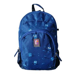 Mochila Escolar Infantil Azul Dise&ntilde;o B&uacute;hos Espaciosa Durable