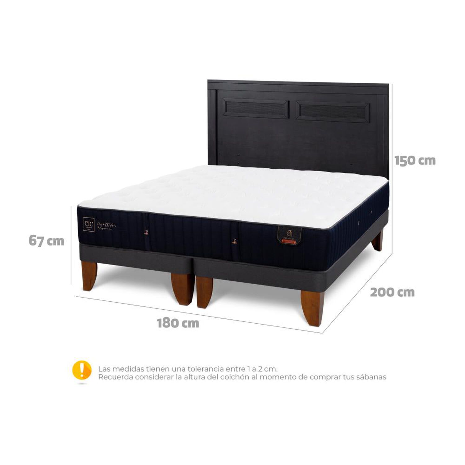 Cama Europea Cic Linea Premium / King / Base Dividida + Respaldo image number 4.0