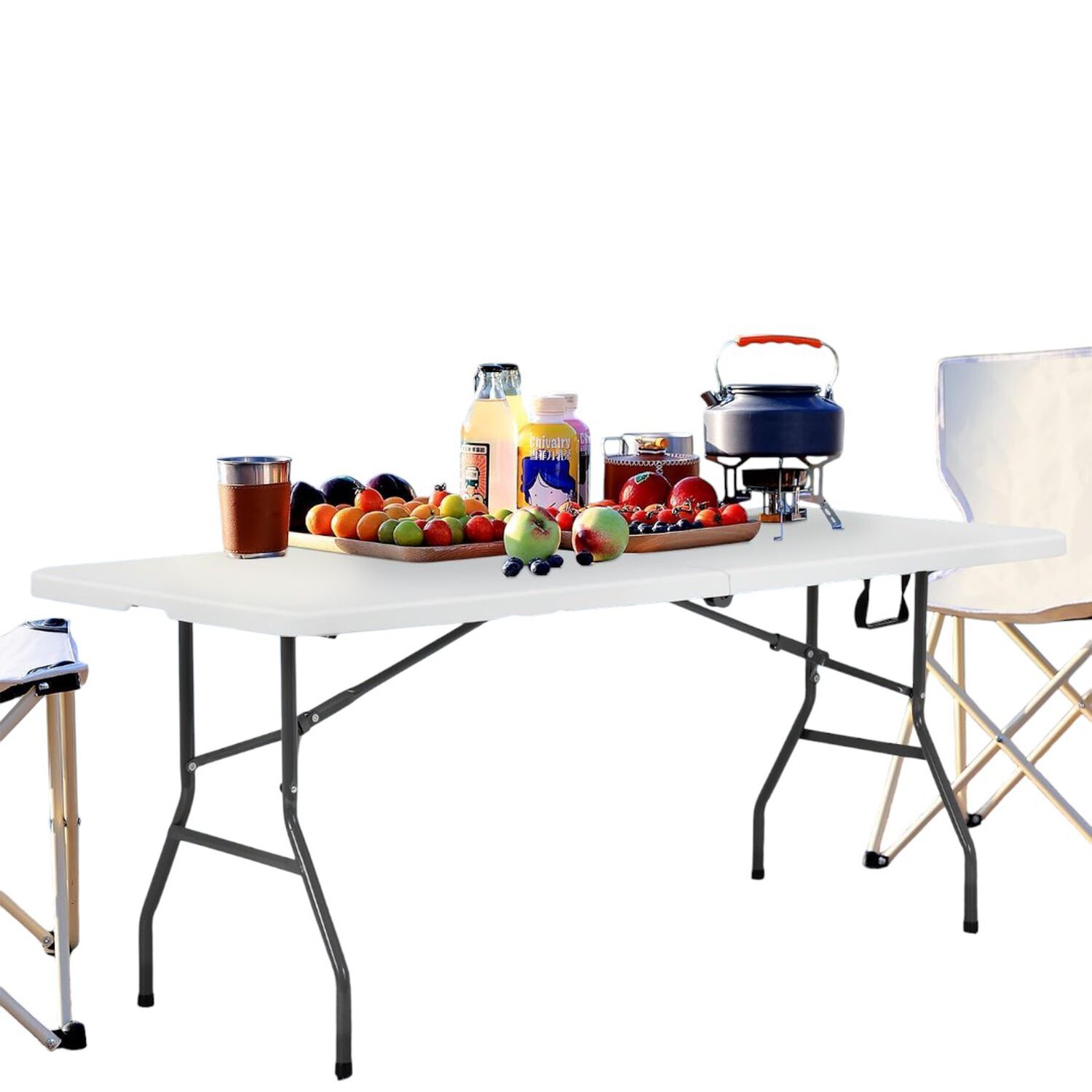 Mesa Plegable 180 Cm Maleta Camping Y Picnic Color Blanco image number 3.0