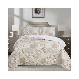 Quilt Andes Sherpa Estampado Patchwork Beige King