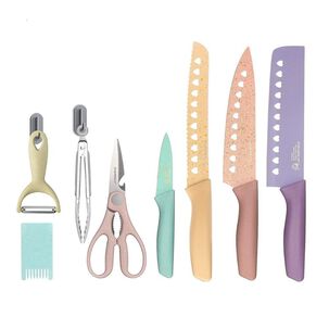 Set Cuchillos Cocina Evdrtverh 8 Piezas Antiadherente Pastel