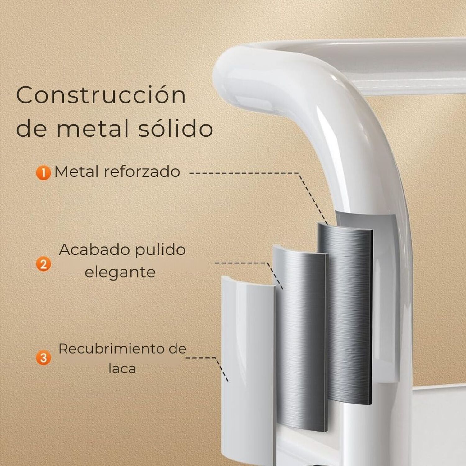 Carrito De Almacenamiento Organizador 3 Niveles Con Ruedas Color Blanco image number 5.0