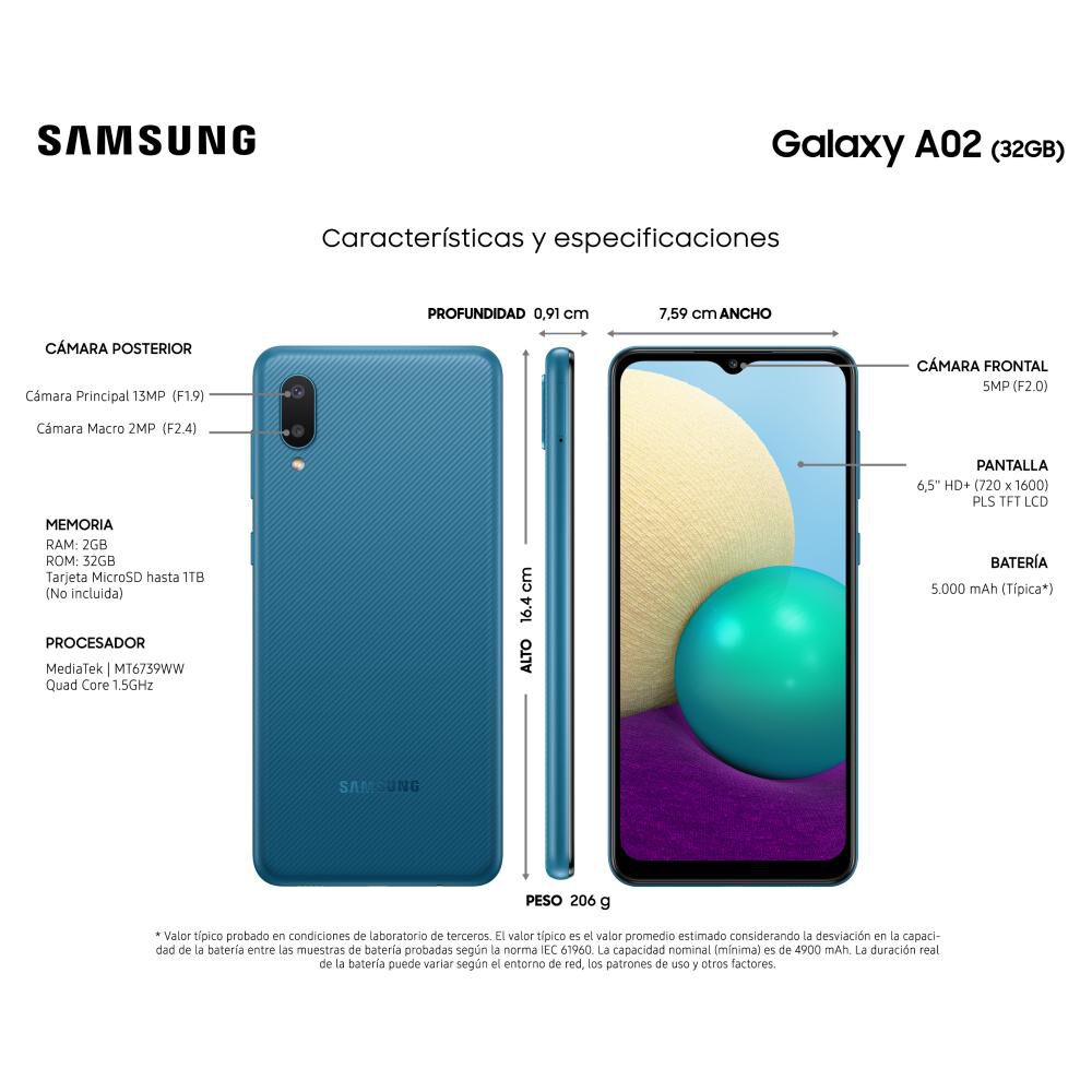 Smartphone Samsung Galaxy A02 / 32 GB / Liberado image number 2.0