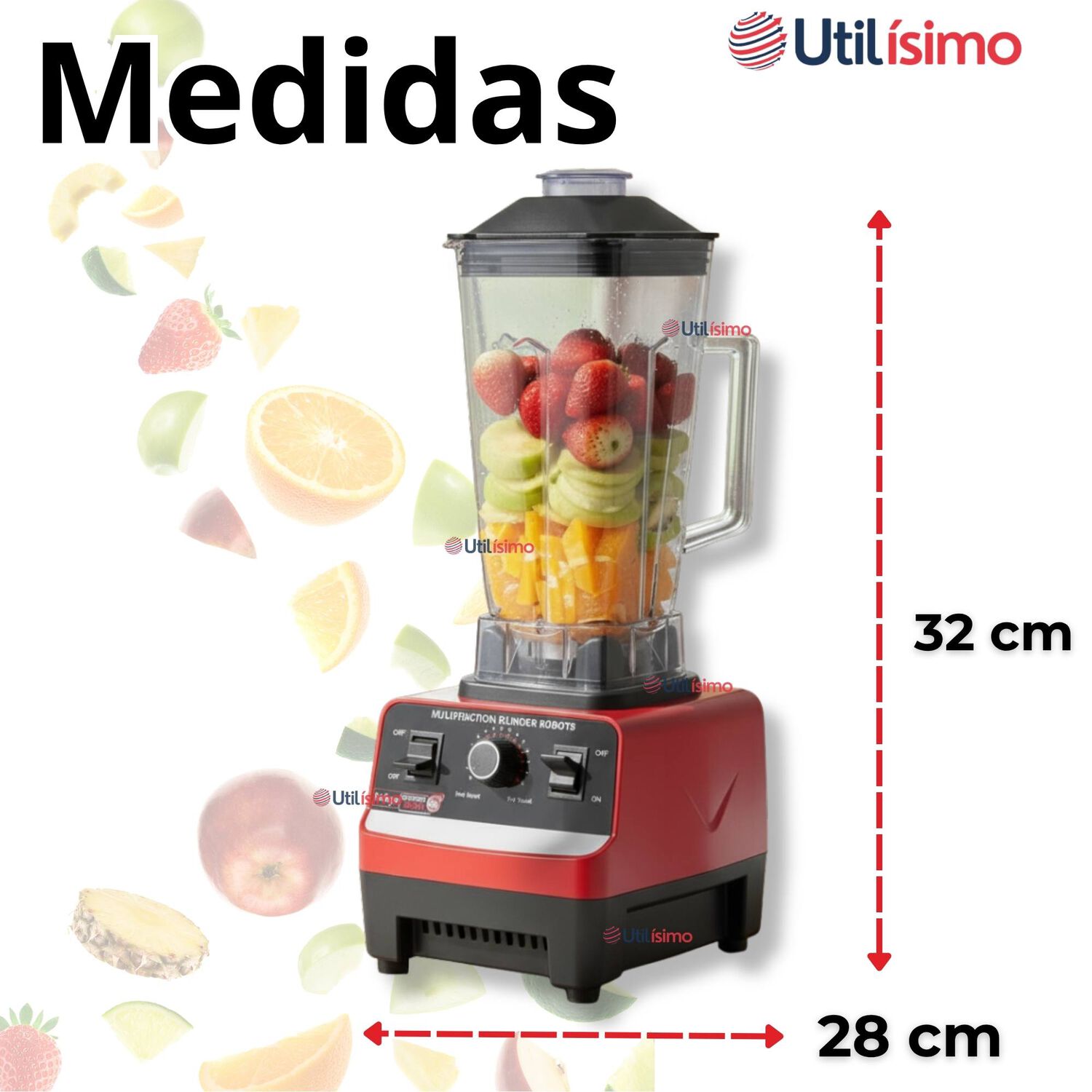 Licuadora Juguera Potente Multifuncional Jarra De Pl&aacute;stico 2l 5500w De Potencia + Mango Triturador image number 2.0