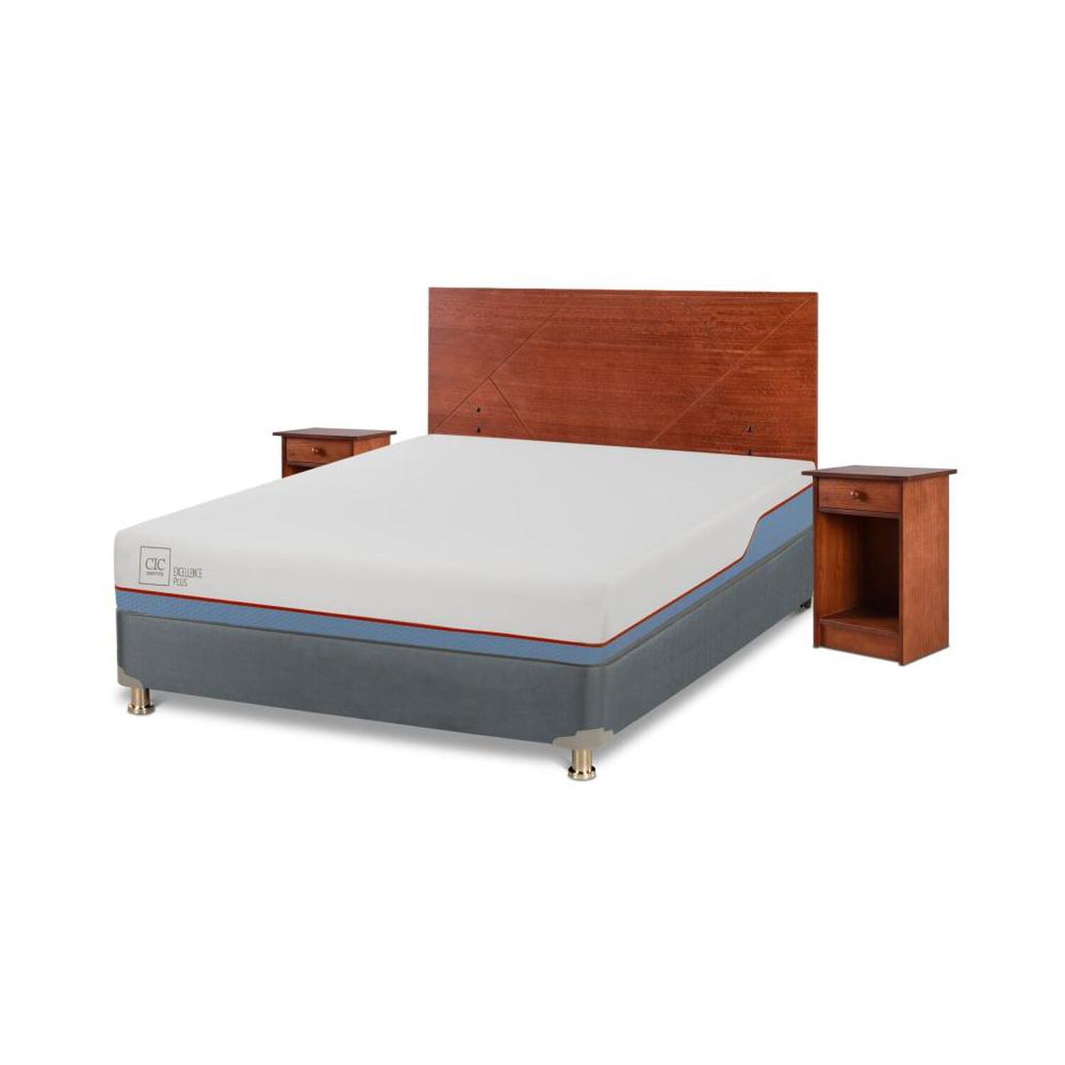 Cama Americana Cic Excellence Plus / 2 Plazas / Base Dividida + Set De Maderas image number 1.0