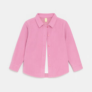 Camisa Rosa Ni&ntilde;a Manga Larga Con Brillos