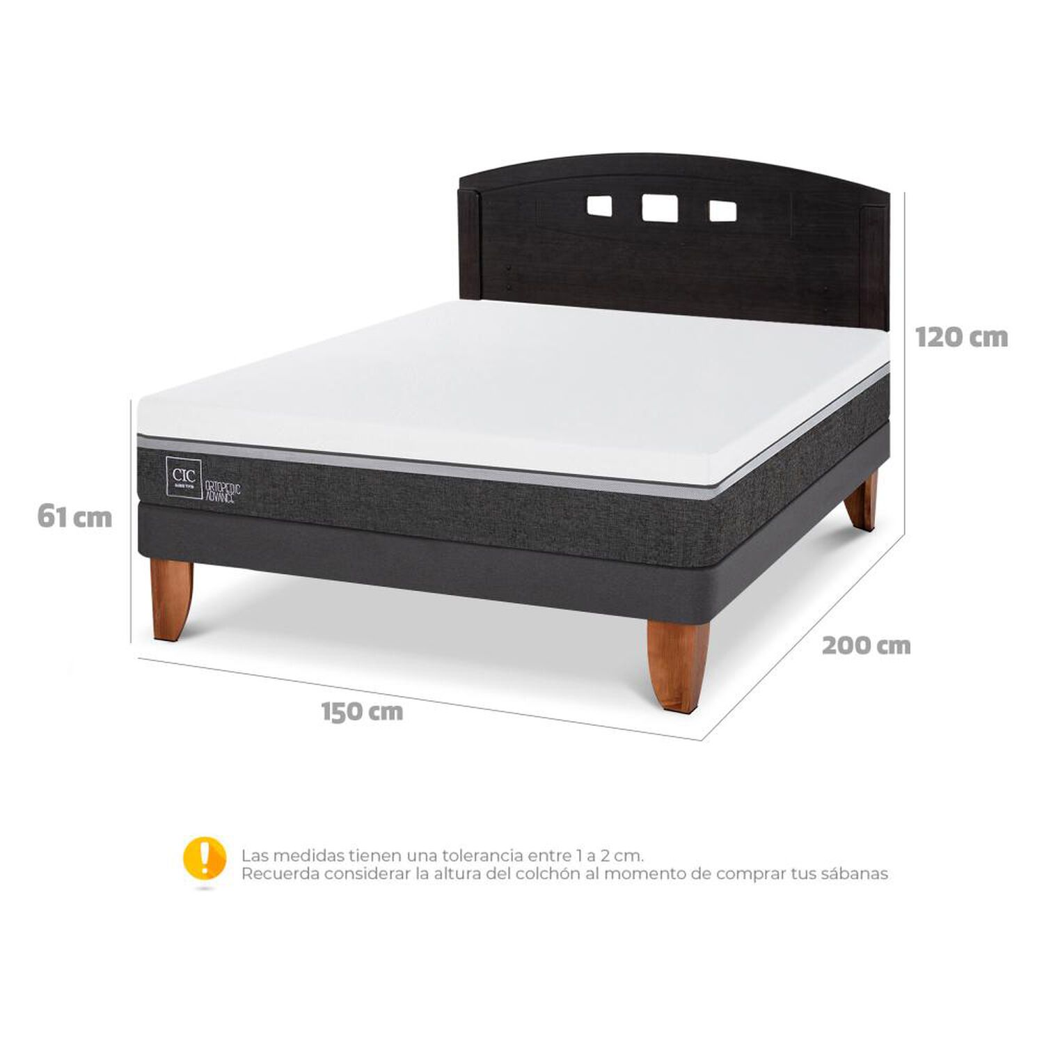 Cama Europea Cic Ortopedic Advance / 2 Plazas / Base Normal + Respaldo image number 5.0