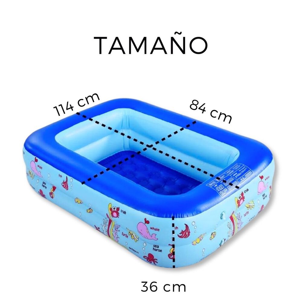 Piscina Inflable Plástico Para Niños Rectangular 120cm image number 2.0