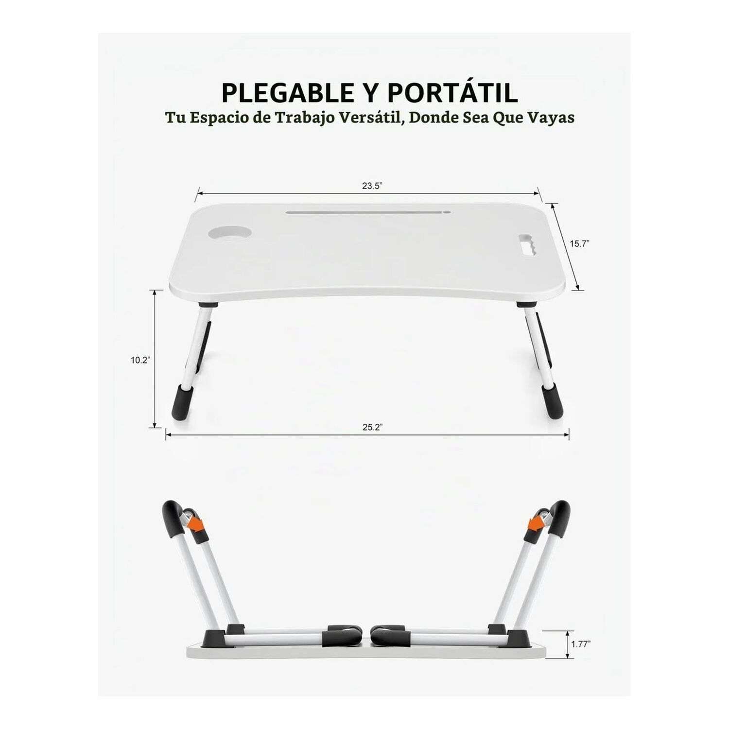 Mesa Notebook Plegable Cama Sof&aacute; Con Portavaso Blanco image number 5.0