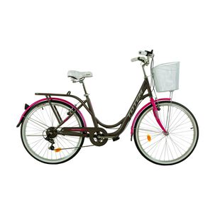 Bicicleta Totem City Dama Aro 26 Gris Con Fucsia