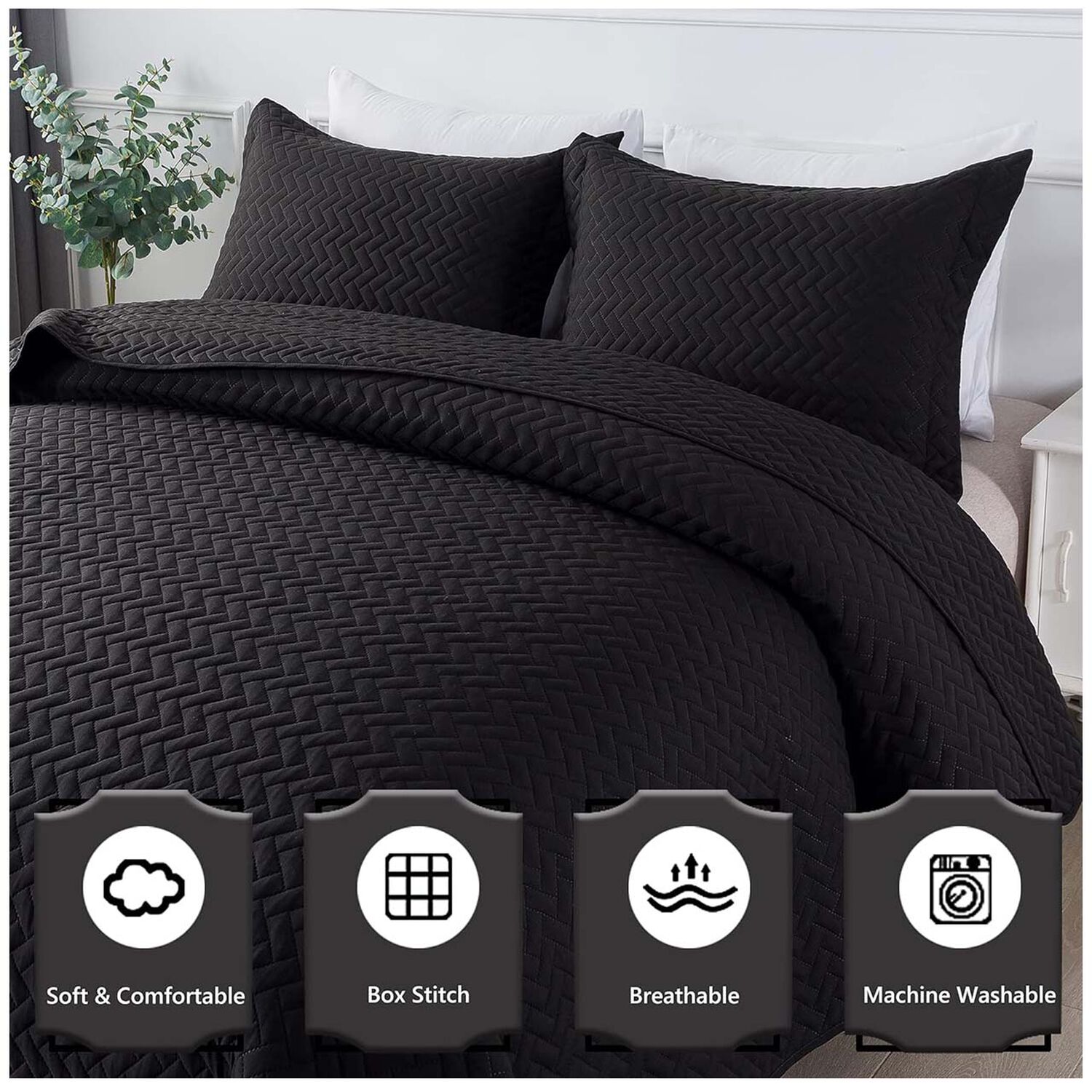 Cubrecama Quilt King Negro image number 1.0