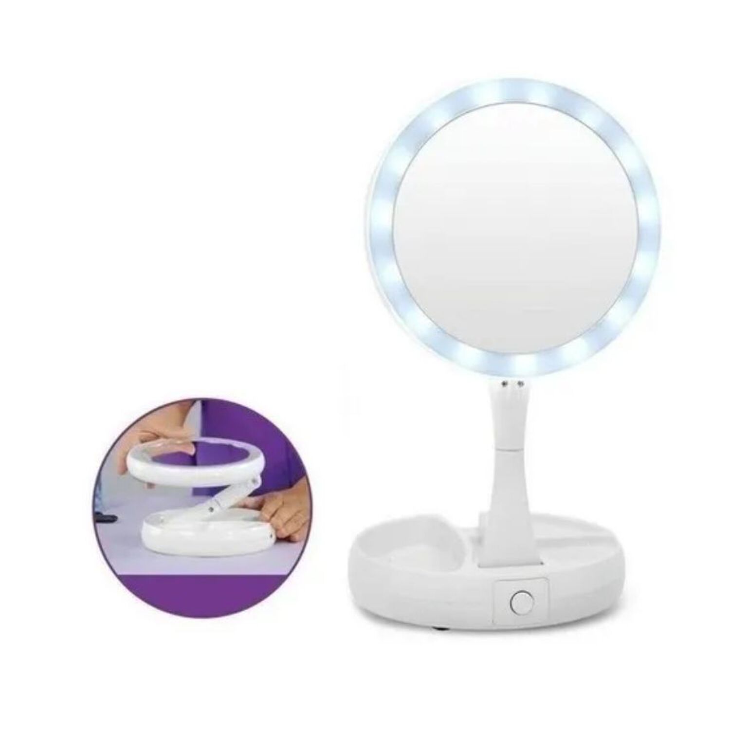 Espejo Led Con Doble Cara Plegable Para Maquillaje image number 1.0