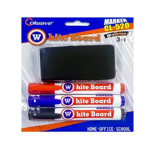 Pack 4 Piezas Marcadores Pizarra Borrador Blanca Escolar