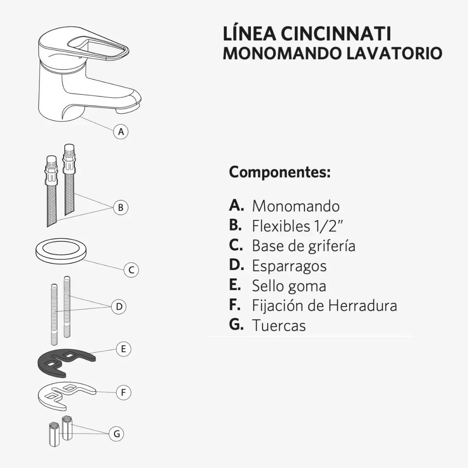Monomando Llave Grifo Lavatorio Lavamanos Cincinnati Pmb Color Cromo image number 4.0