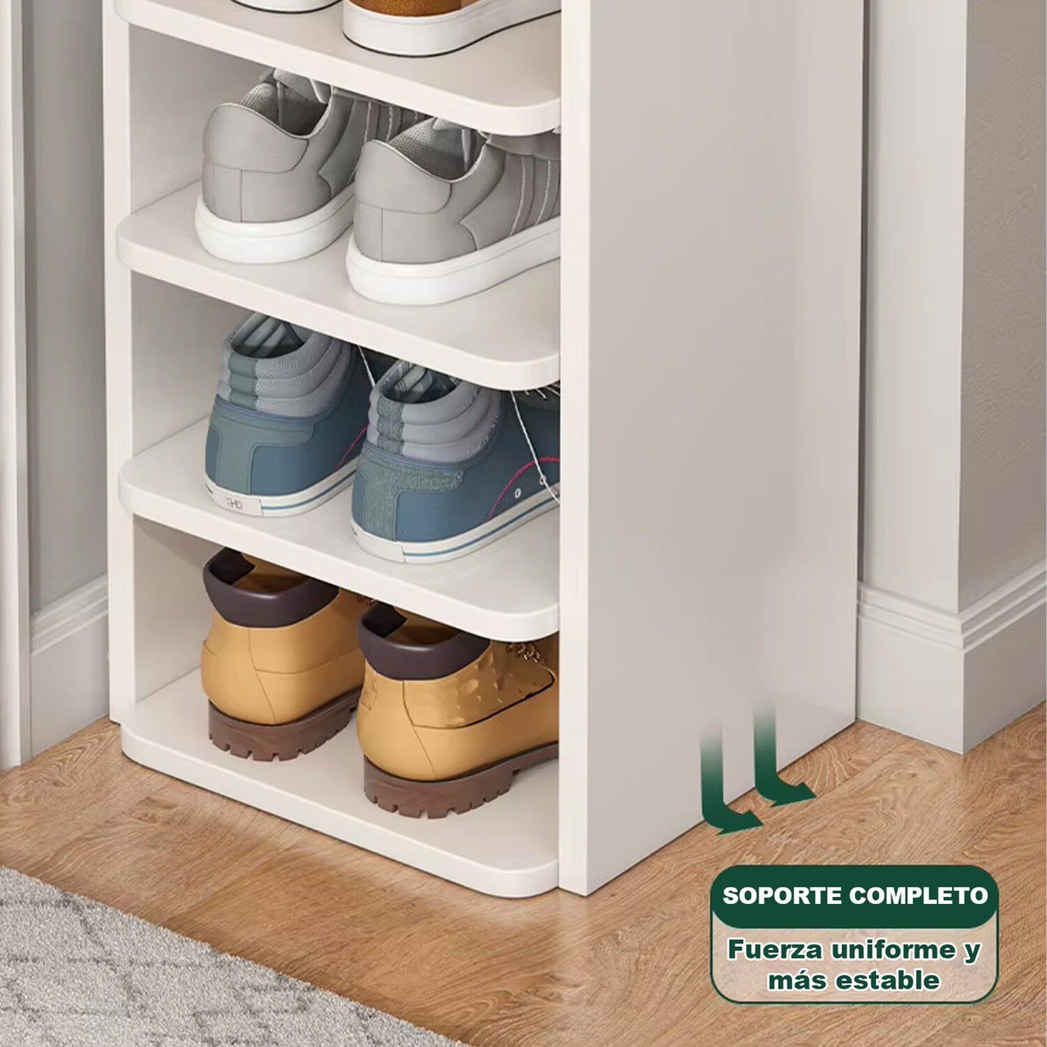 Zapatero Estante Torre 8 Niveles Blanco Mdf Duradero image number 3.0