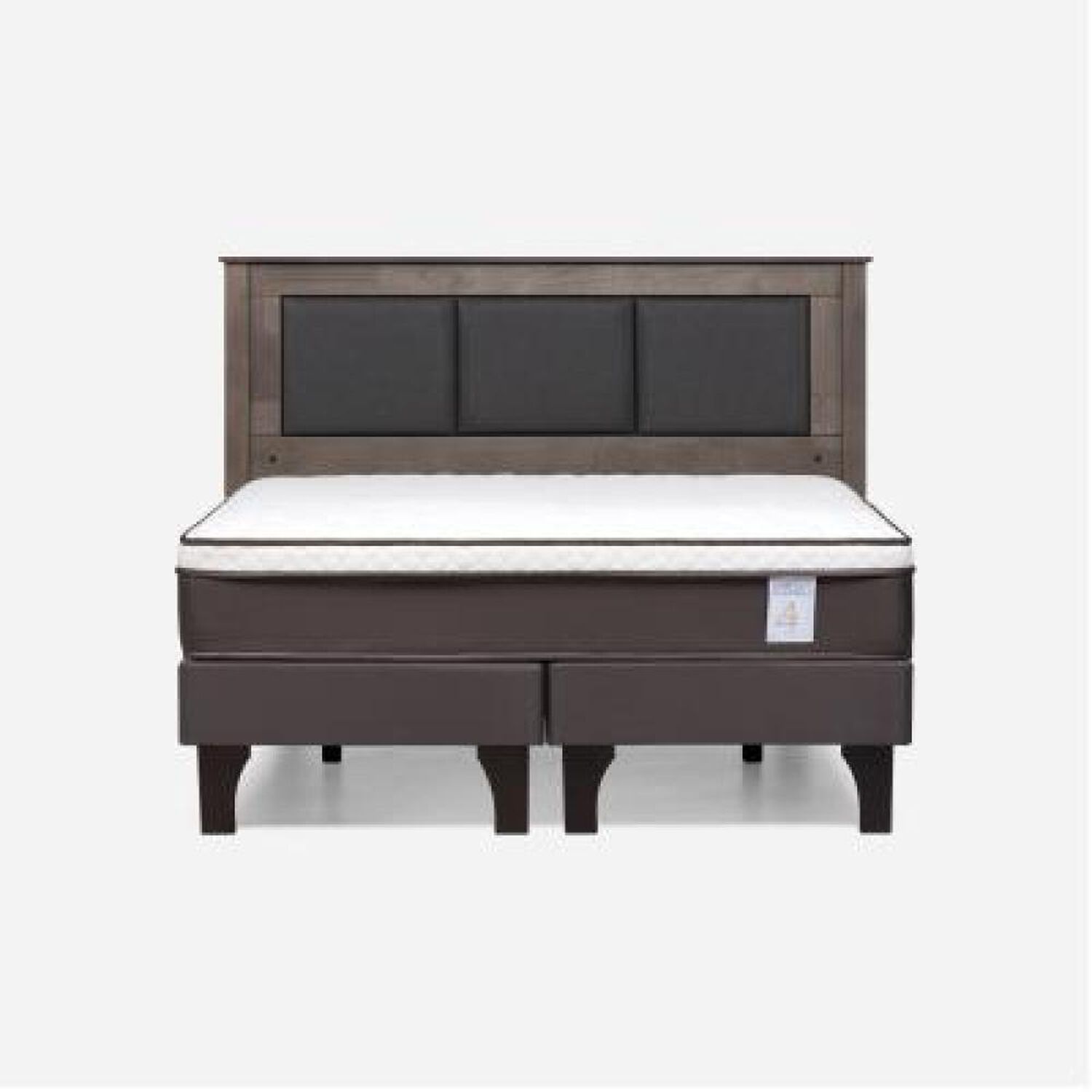 Cama Europea Rosen New Style 4 Plus / 2 Plazas / Base Dividida  + Respaldo Rachel Gris image number 7.0