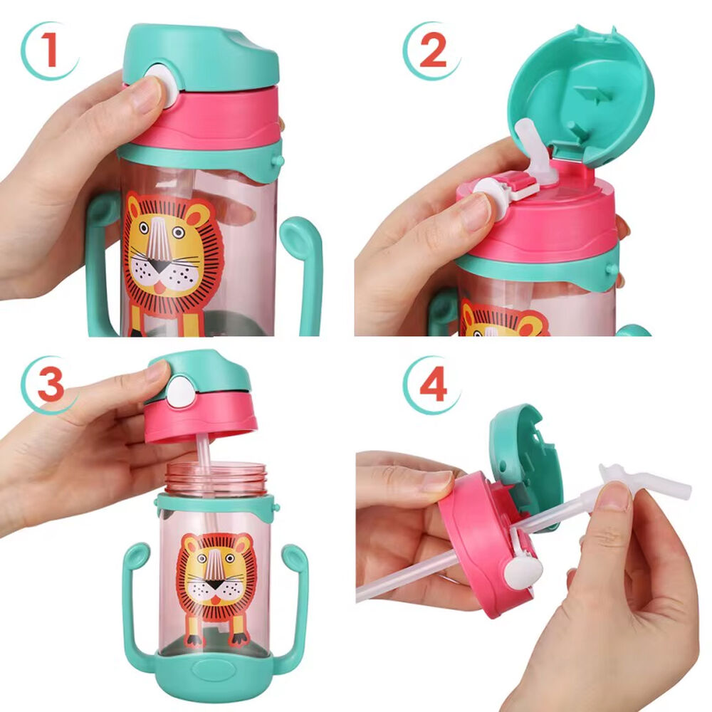 Botella Con Bombilla Para Agua Antiderrame Con Correa Niños image number 3.0
