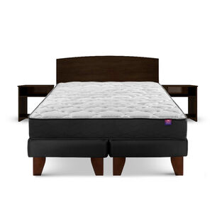 Cama Europea Flex Therapedic Plus / 2 Plazas / Base Dividida + Set De Maderas Dakar